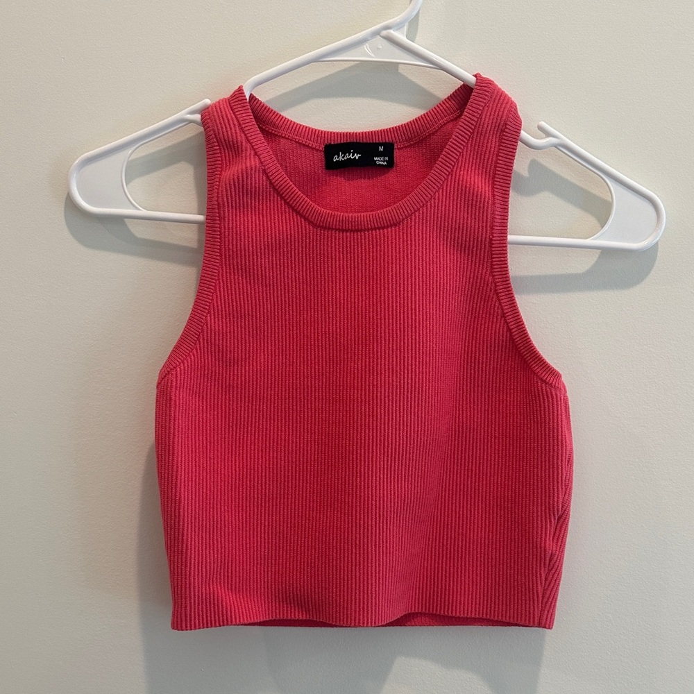 AKIRA Women's Vibrant Pink Ribbed Tank Top